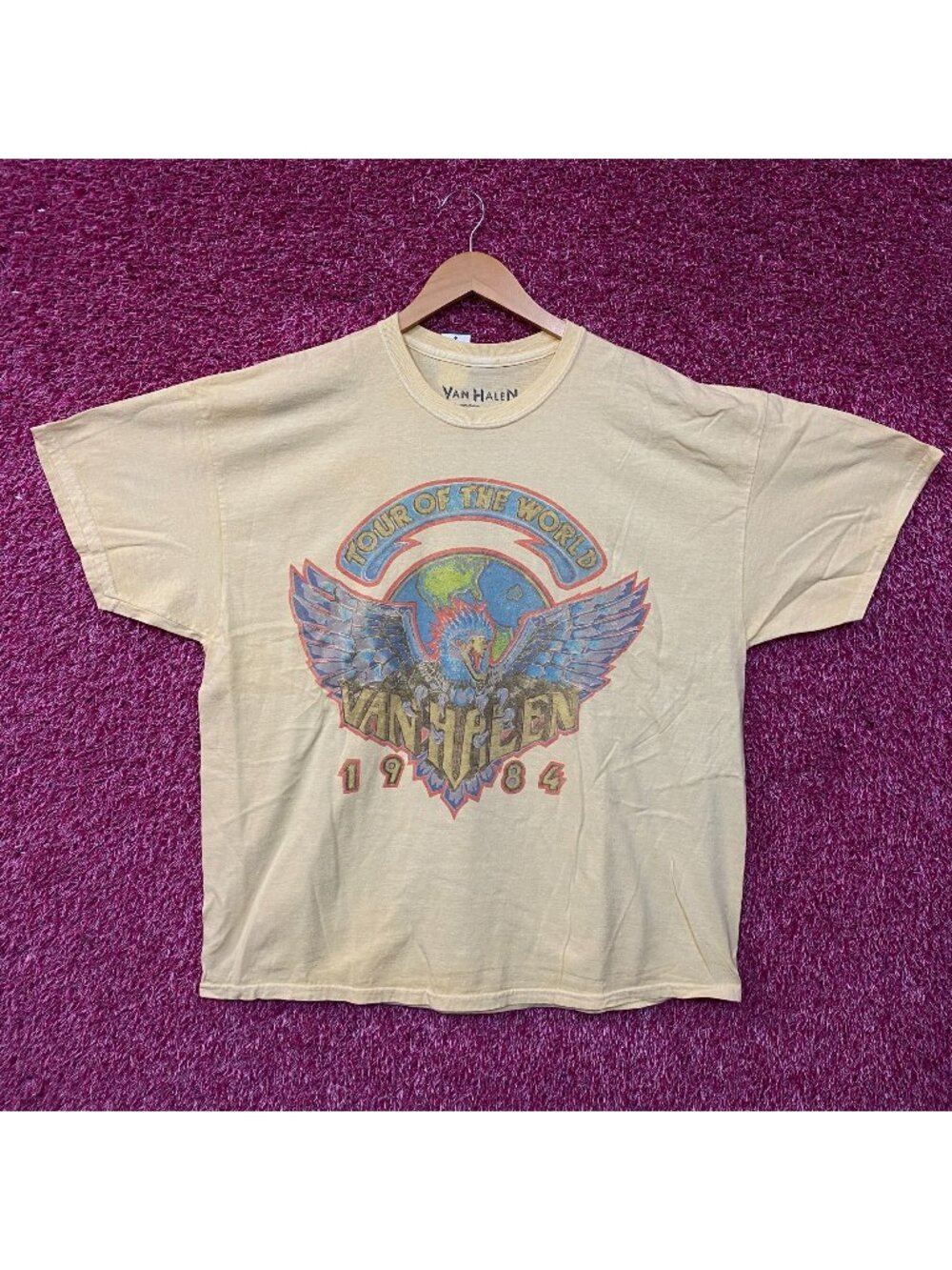 Van Halen 1984 Tour Of The World Retro Style Rock Graphic T-Shirt S/M